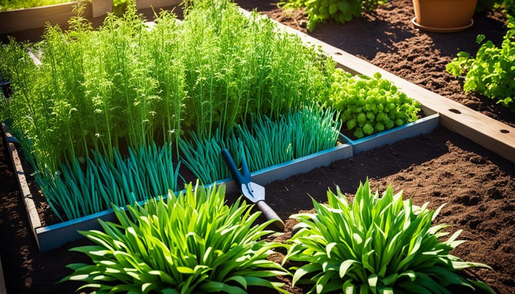 onion plants in the garden