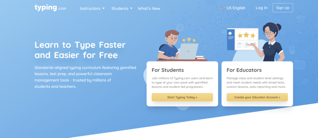 Typing.com free typing speed test for beginners learning data entry
